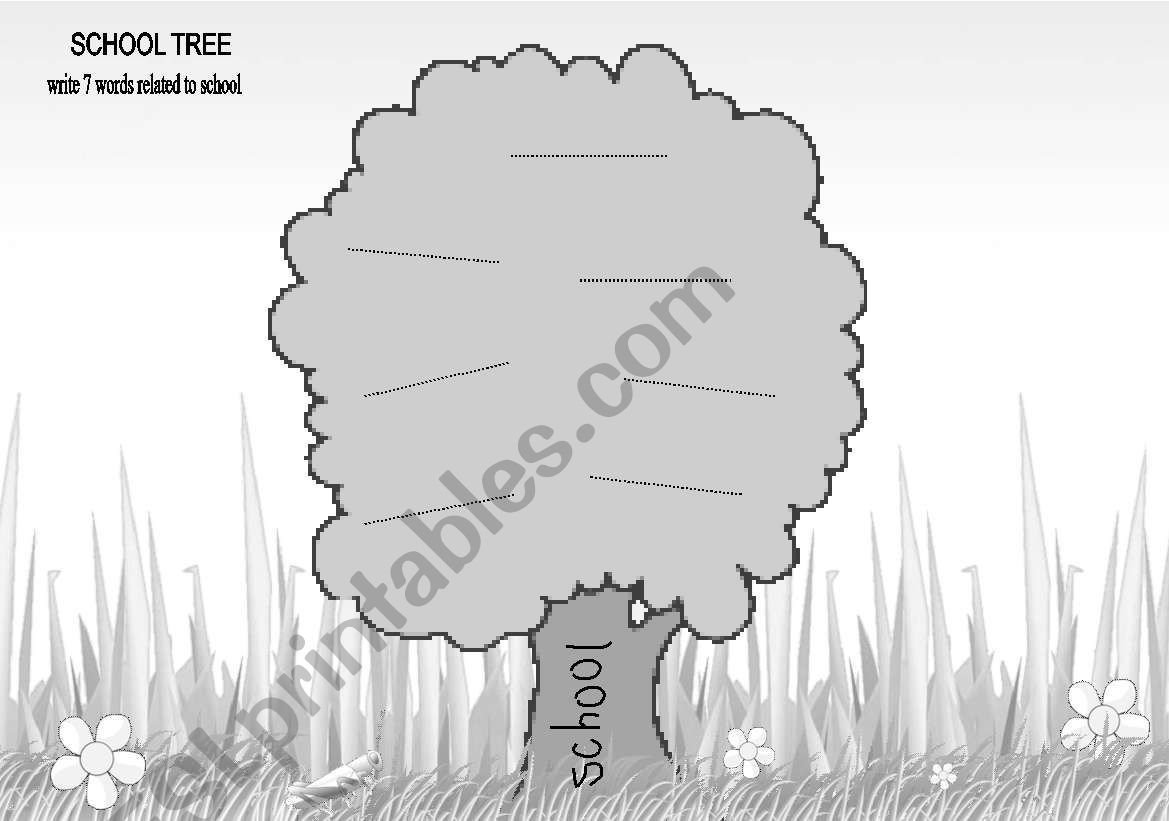 Vocabulary Trees B&W worksheet