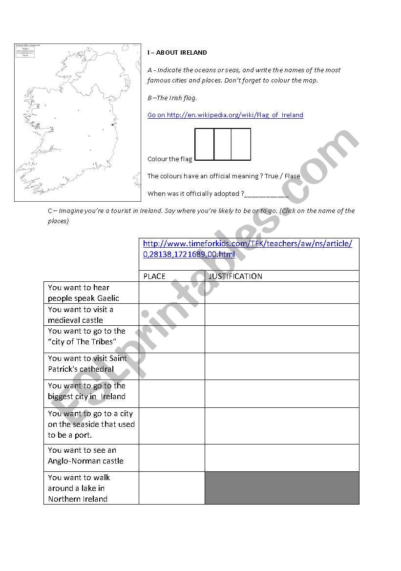 IRISH QUEST worksheet