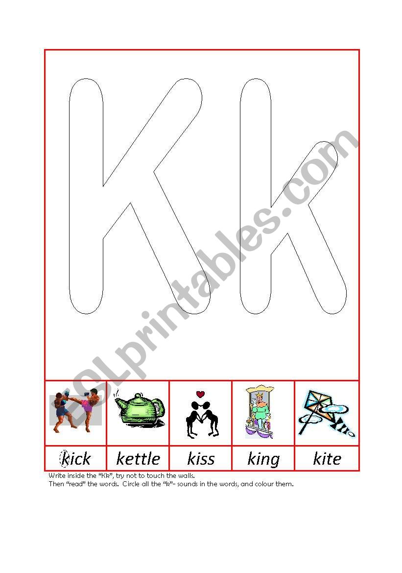 Phonic Recognition Kk worksheet