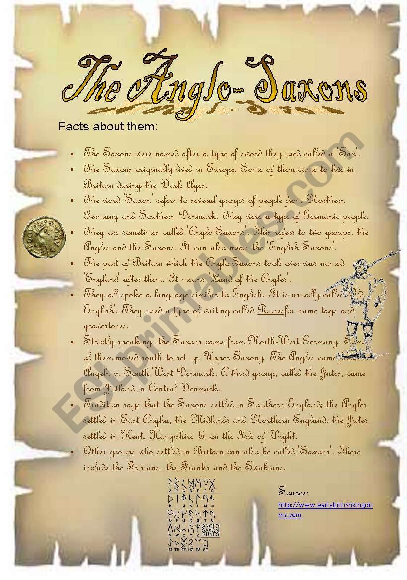 The Anglo Saxons worksheet