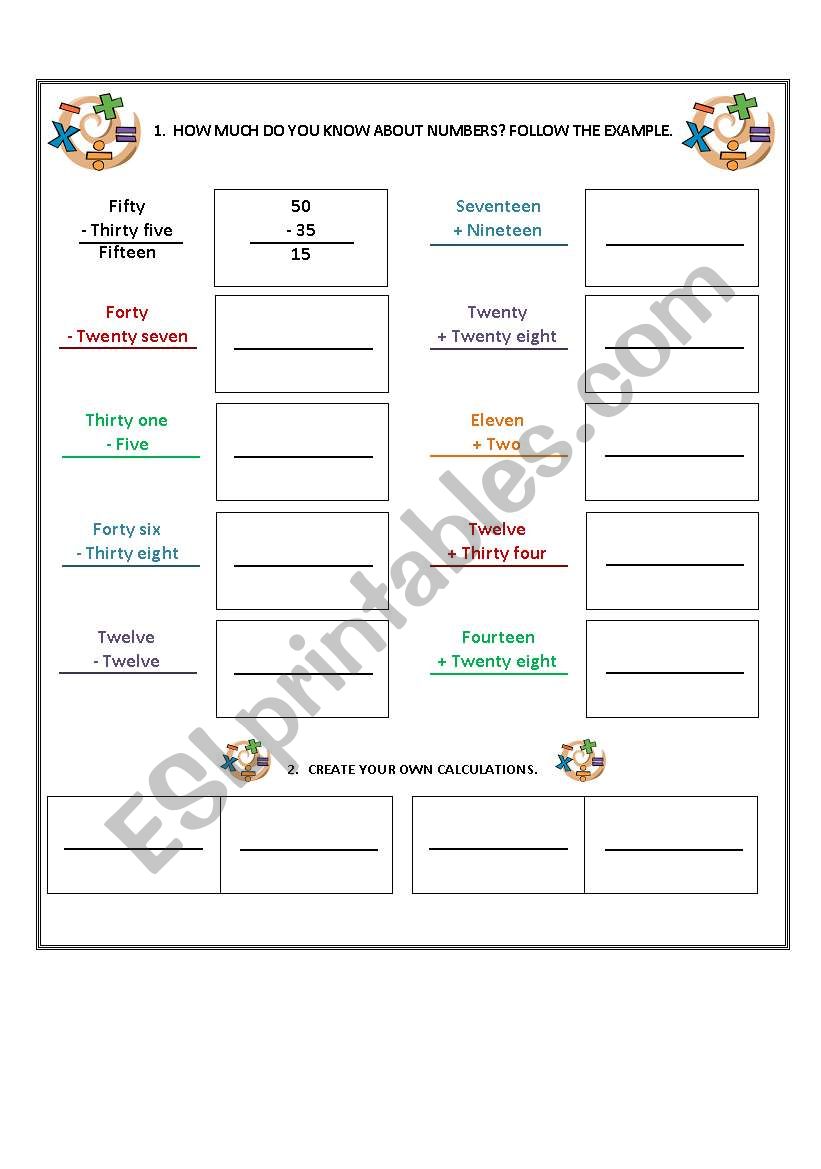 Numbers - Math worksheet