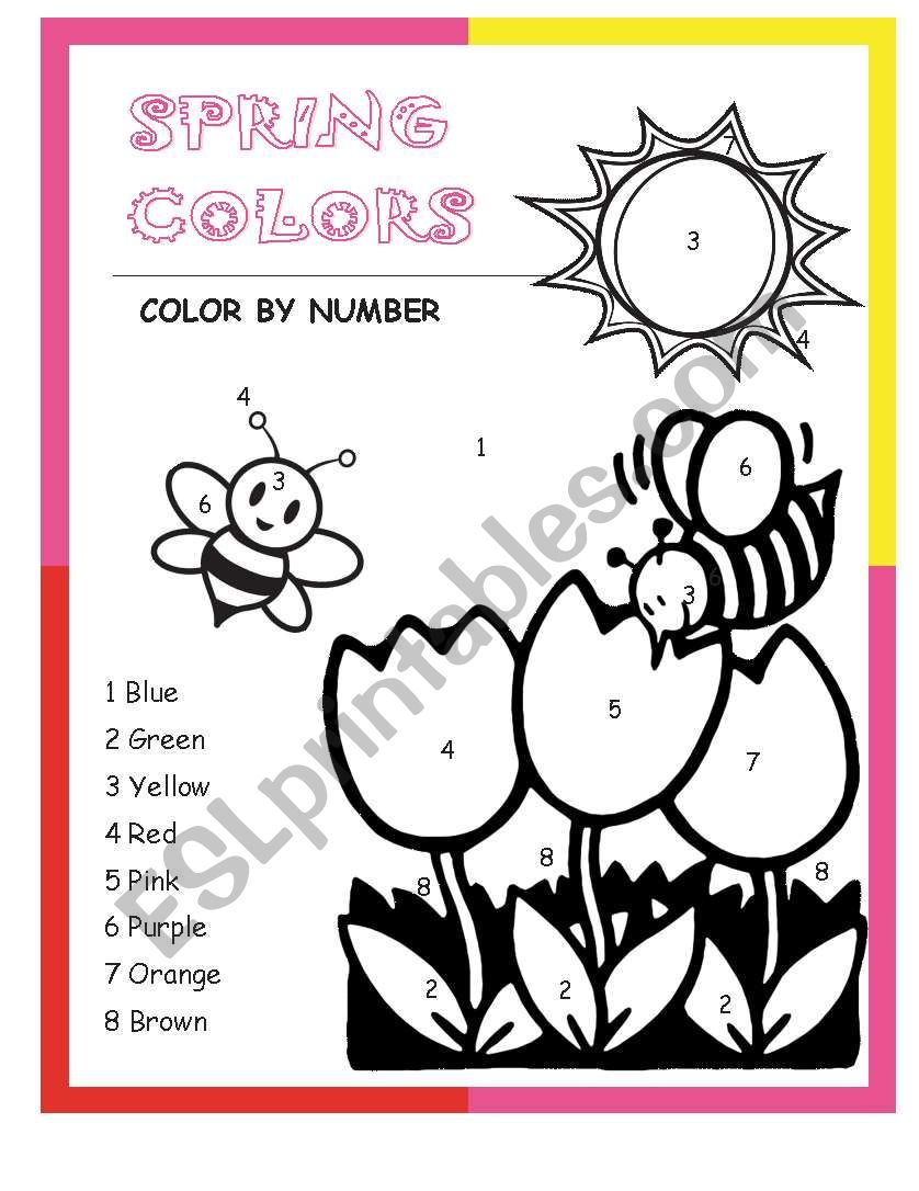 Spring-Color By Number worksheet