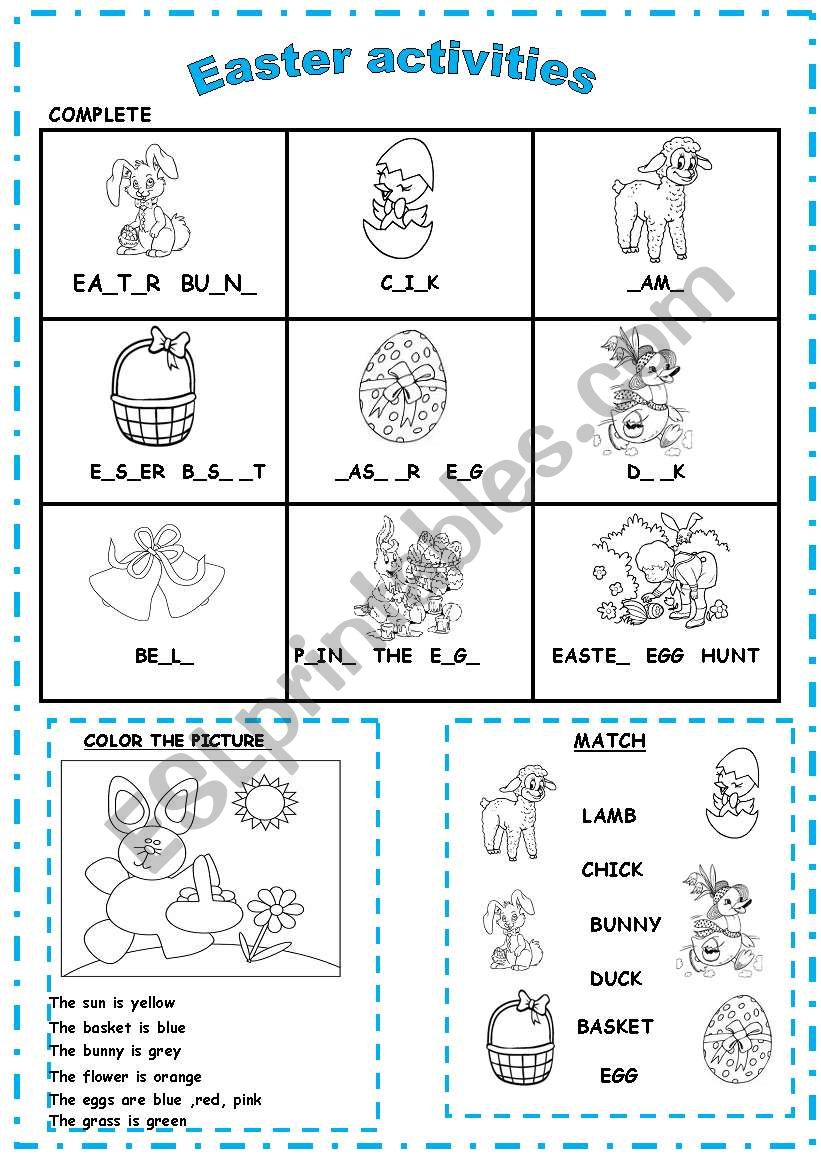 Easter activities worksheet