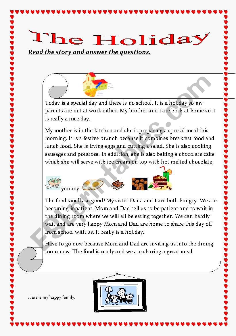 The Holiday worksheet