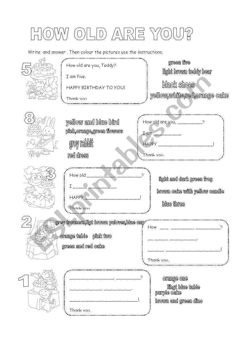 HOW OLD ARE YOU? worksheet