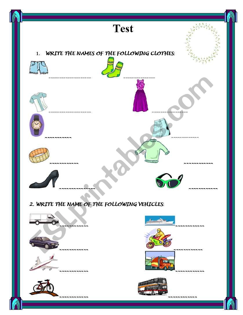 test worksheet