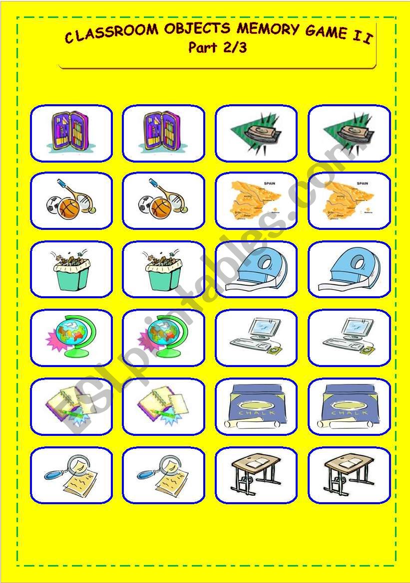 Classroom objects memory game II part 2/3