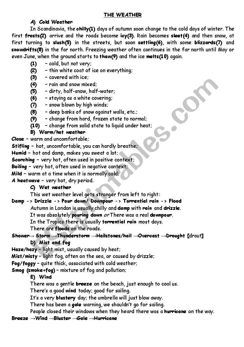 Weather worksheet