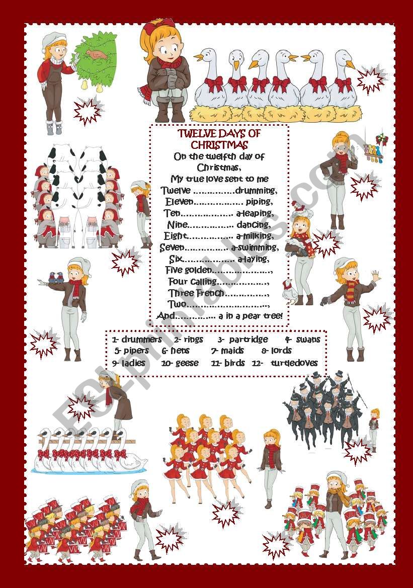 The Twelve Days of Christmas worksheet