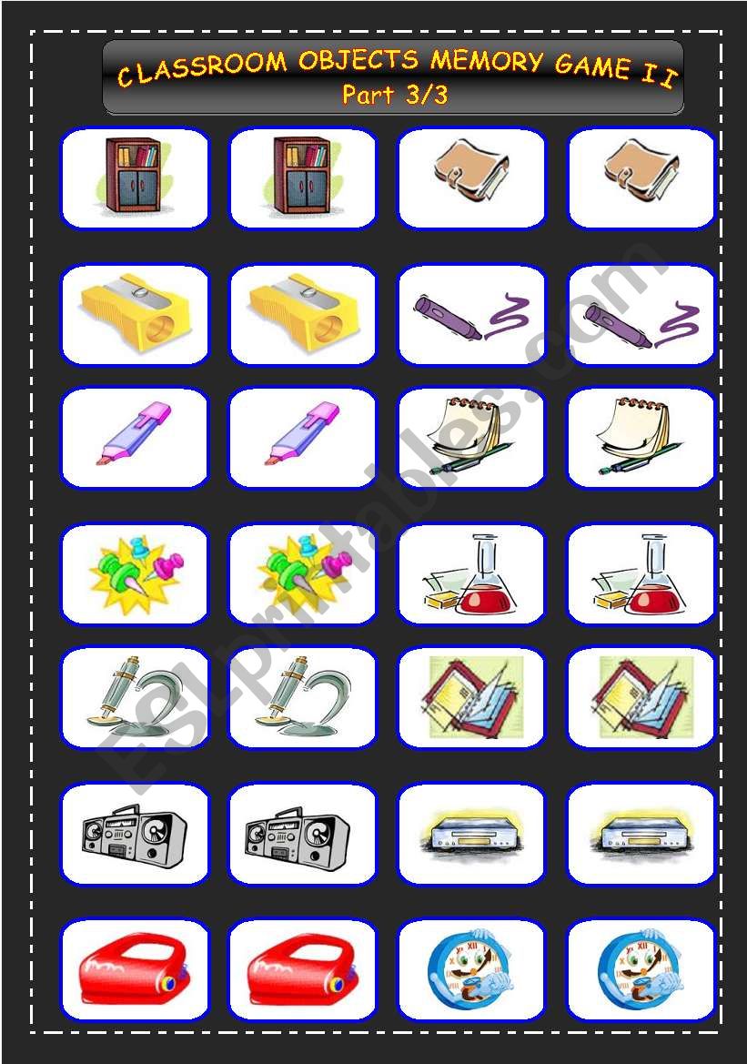 Classroom objects memory game II part 3/3