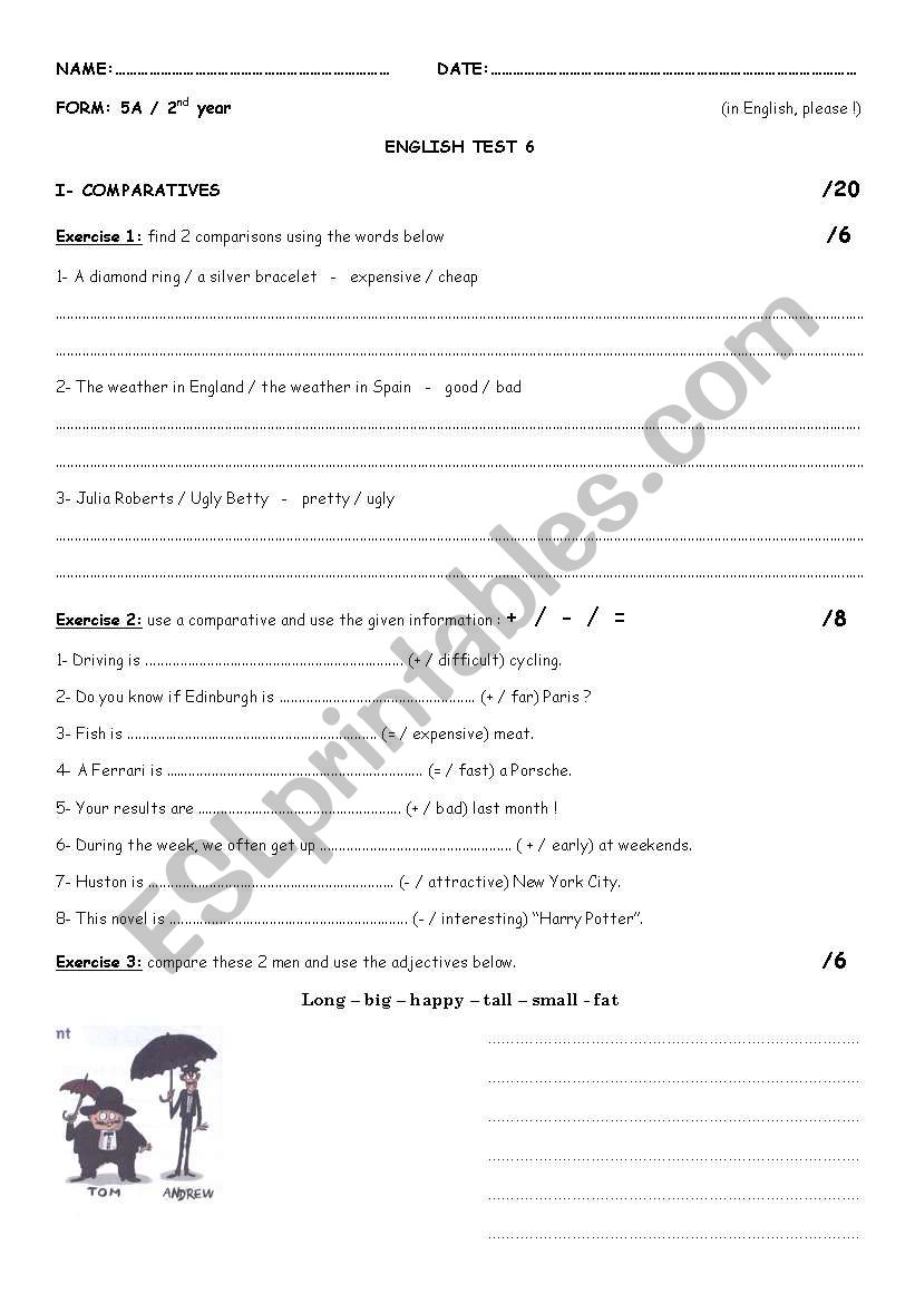 Comparison worksheet