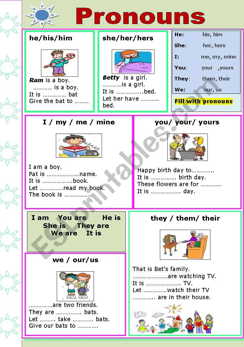 Pronouns worksheet