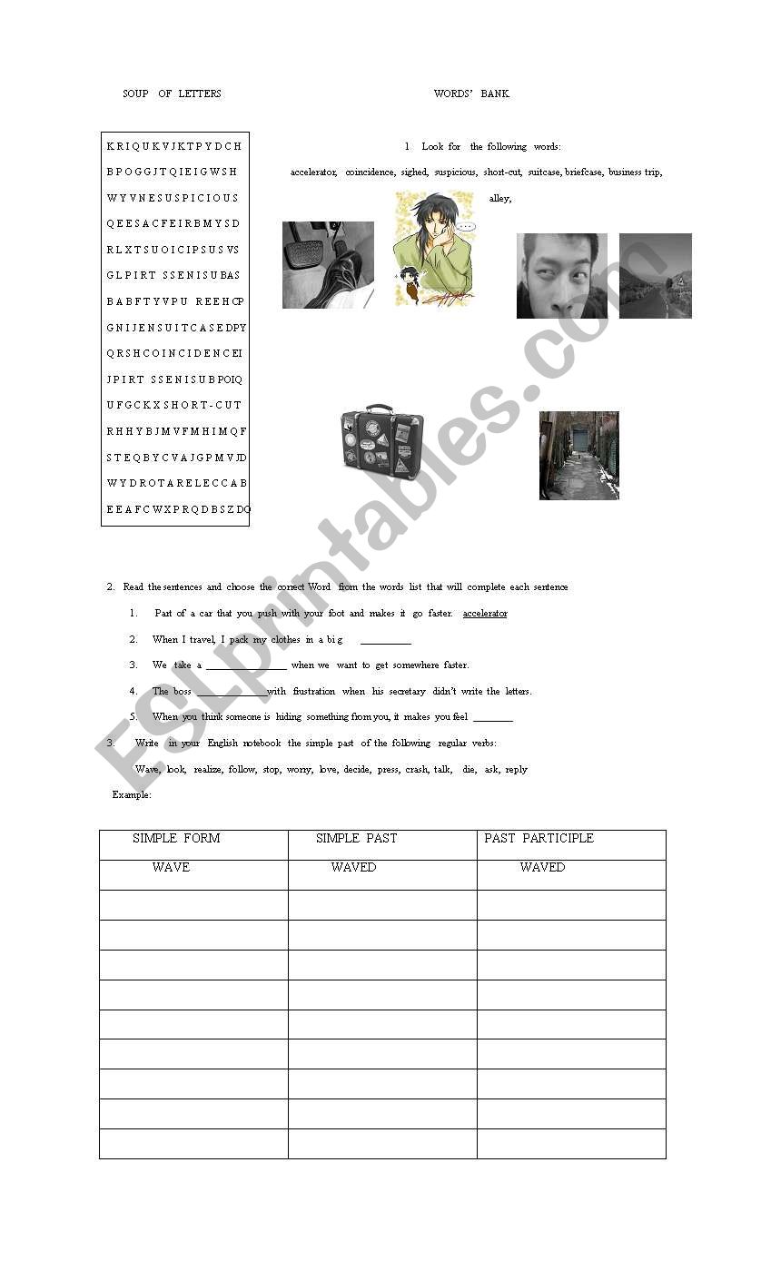 Vocabulary  about    travels worksheet