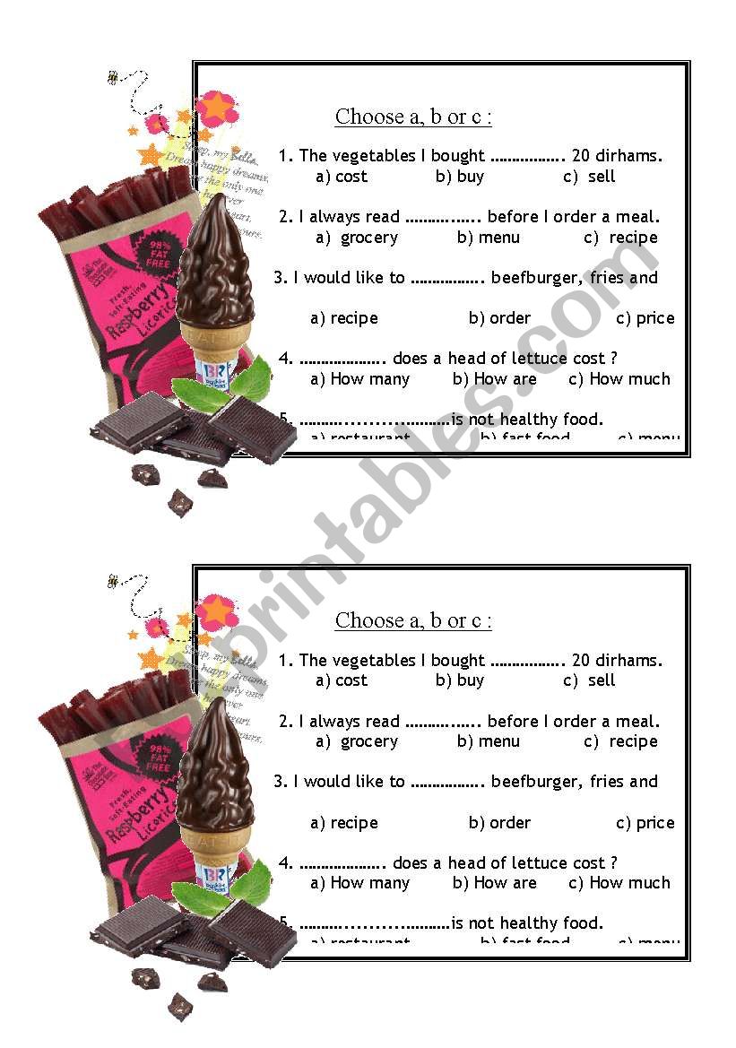chooooooose worksheet