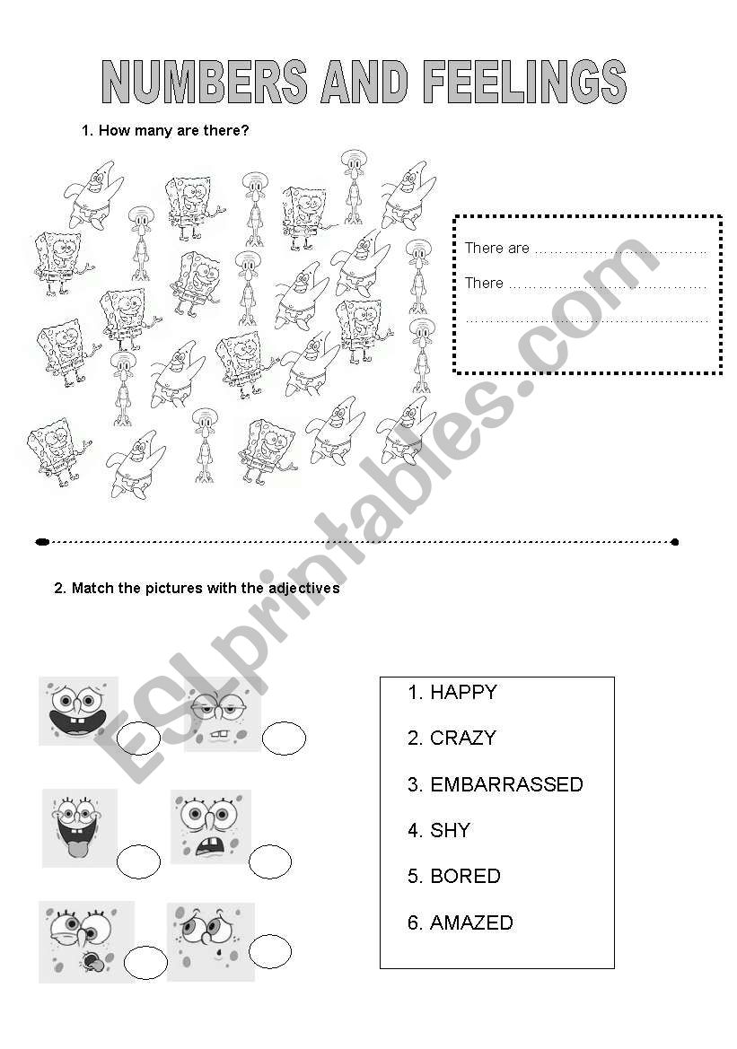 Numbers and adjetives worksheet