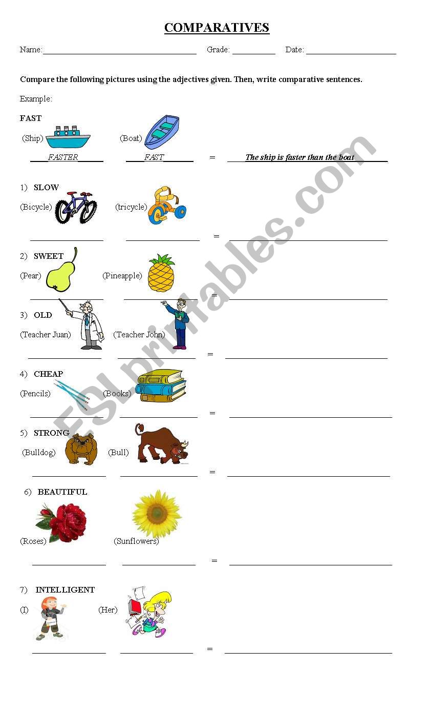 COMPARATIVES worksheet