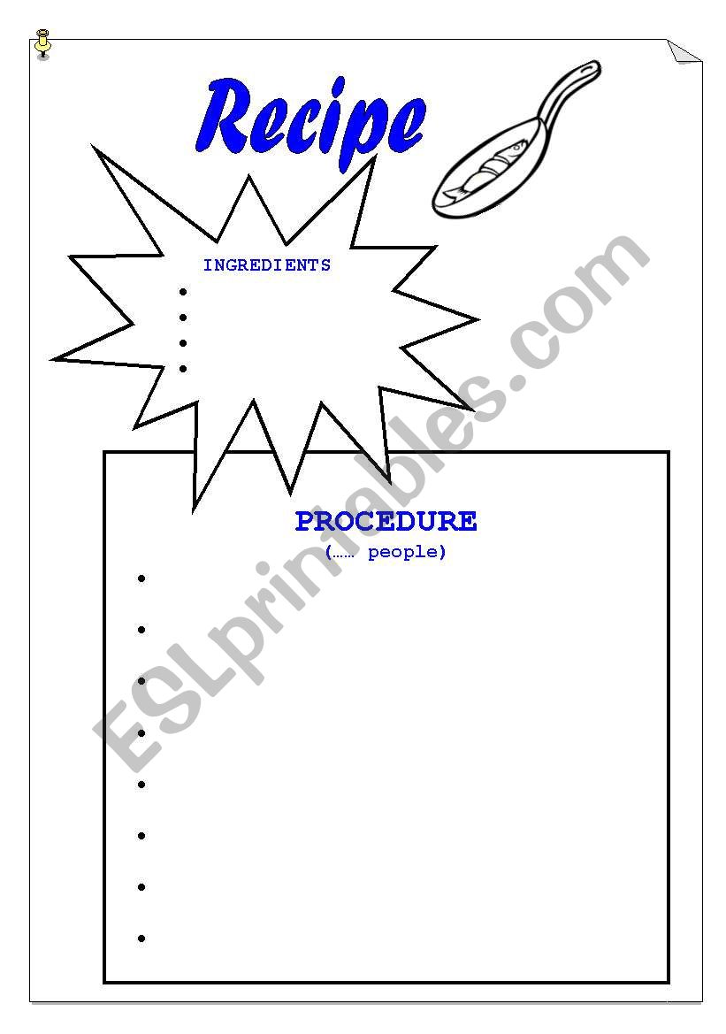 Recipe template worksheet