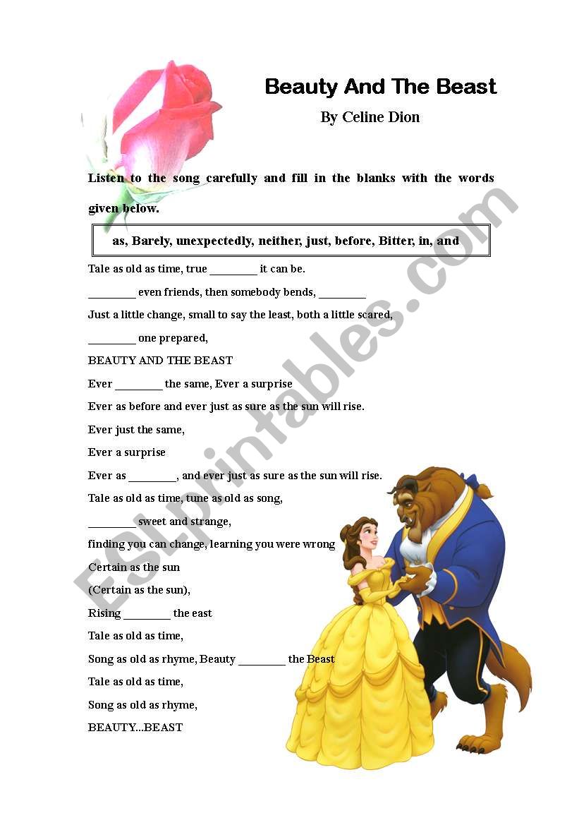 Song: Beauty and the Beast worksheet