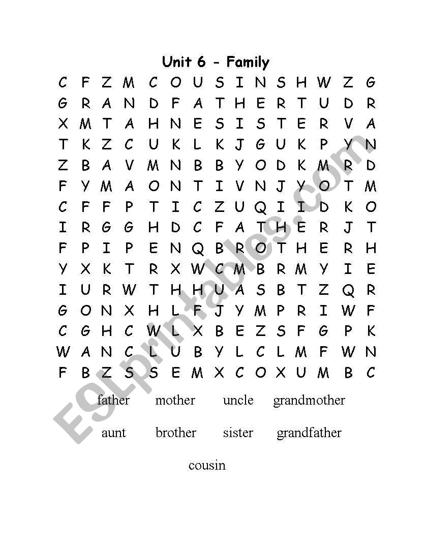 Get Set Go! 2 Family Word Search Unit 6
