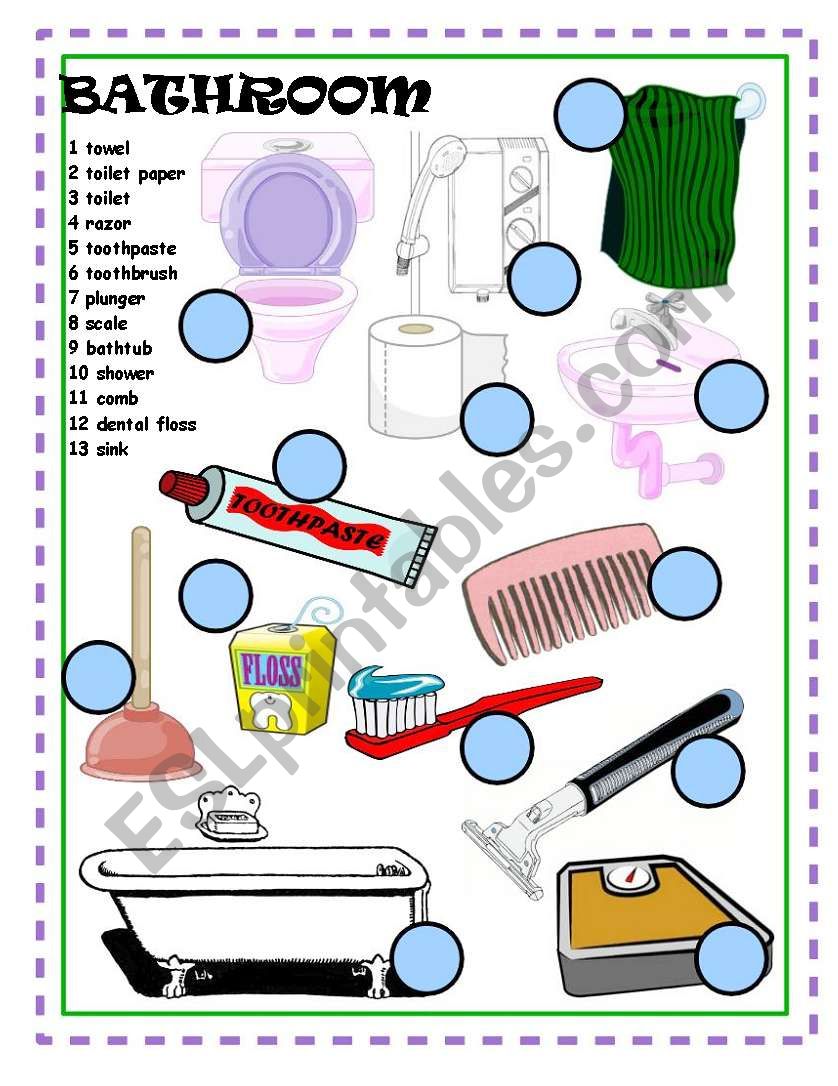 Bathroom worksheet