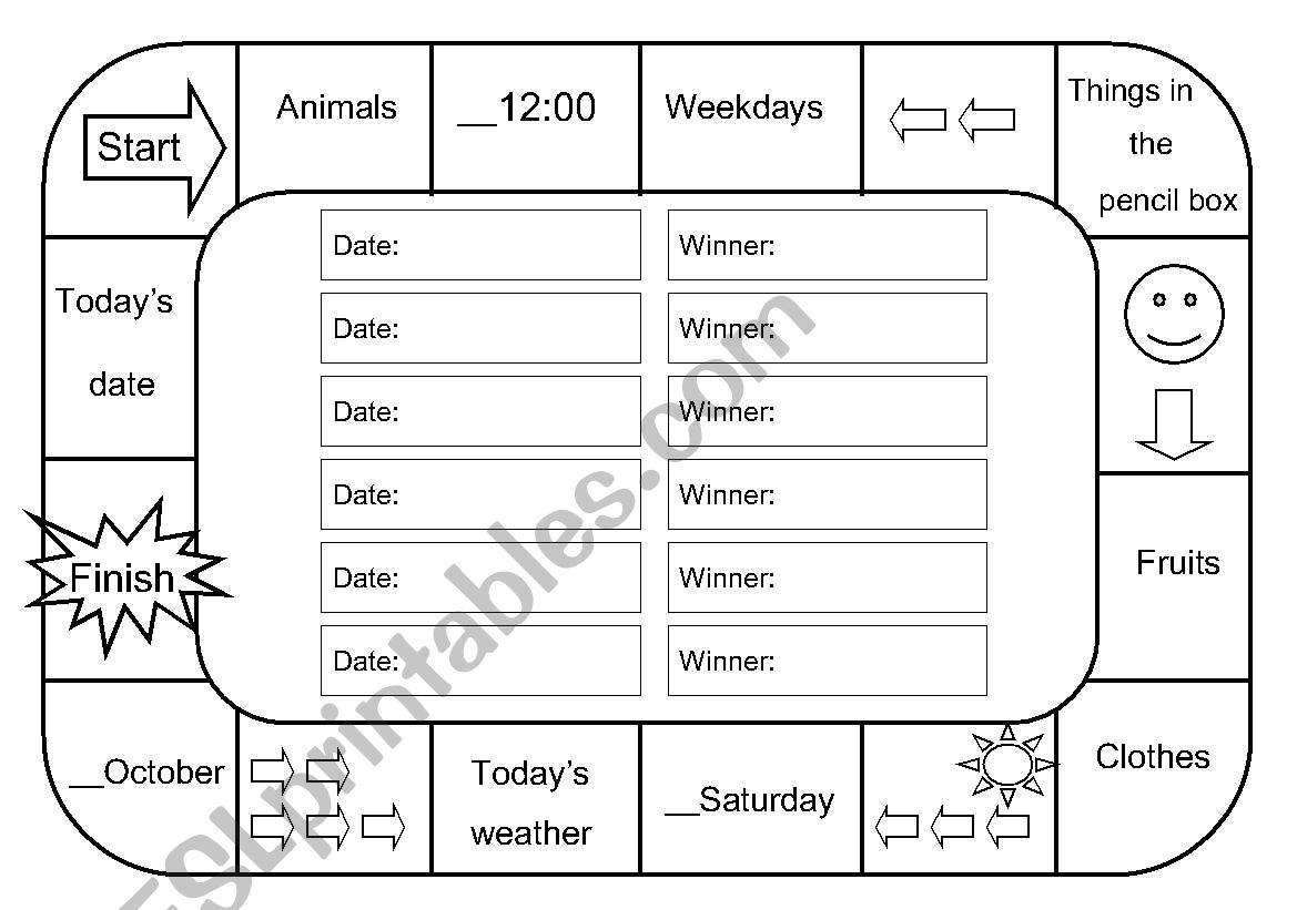 Board Game worksheet