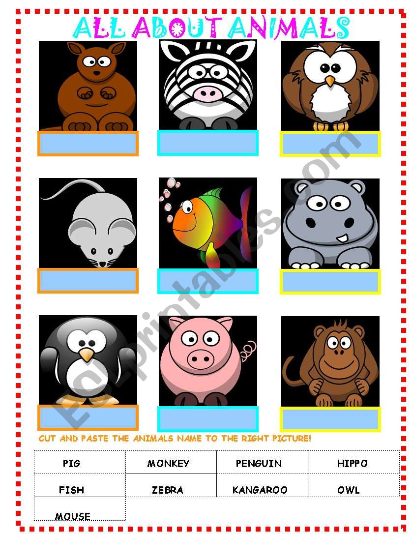 All About Animals worksheet