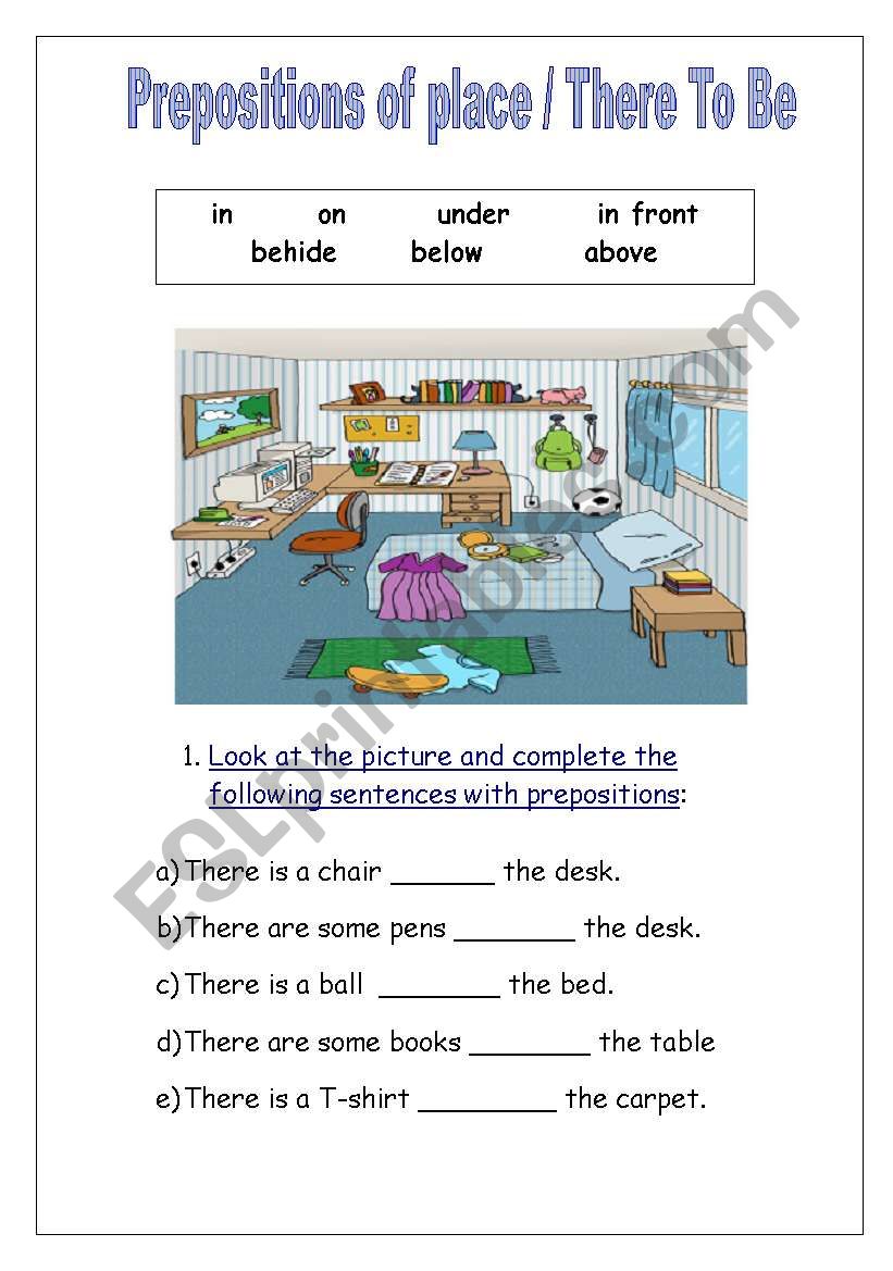 prepositions of place worksheet