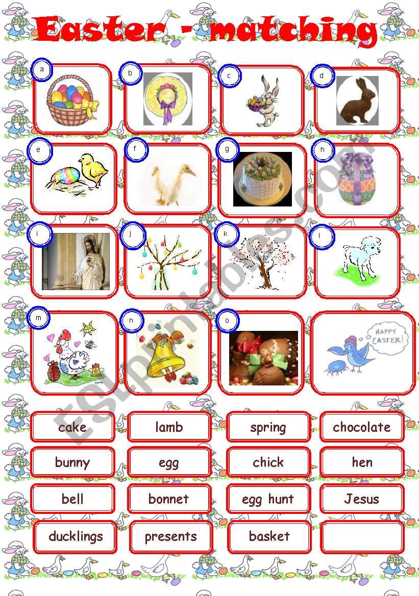 EASTER - MATCHING worksheet