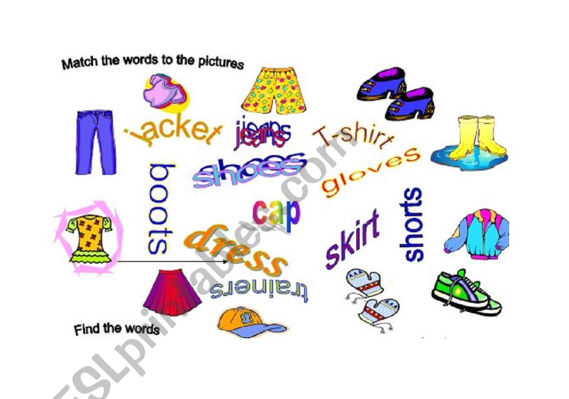 clothes: match the words with the pictures 