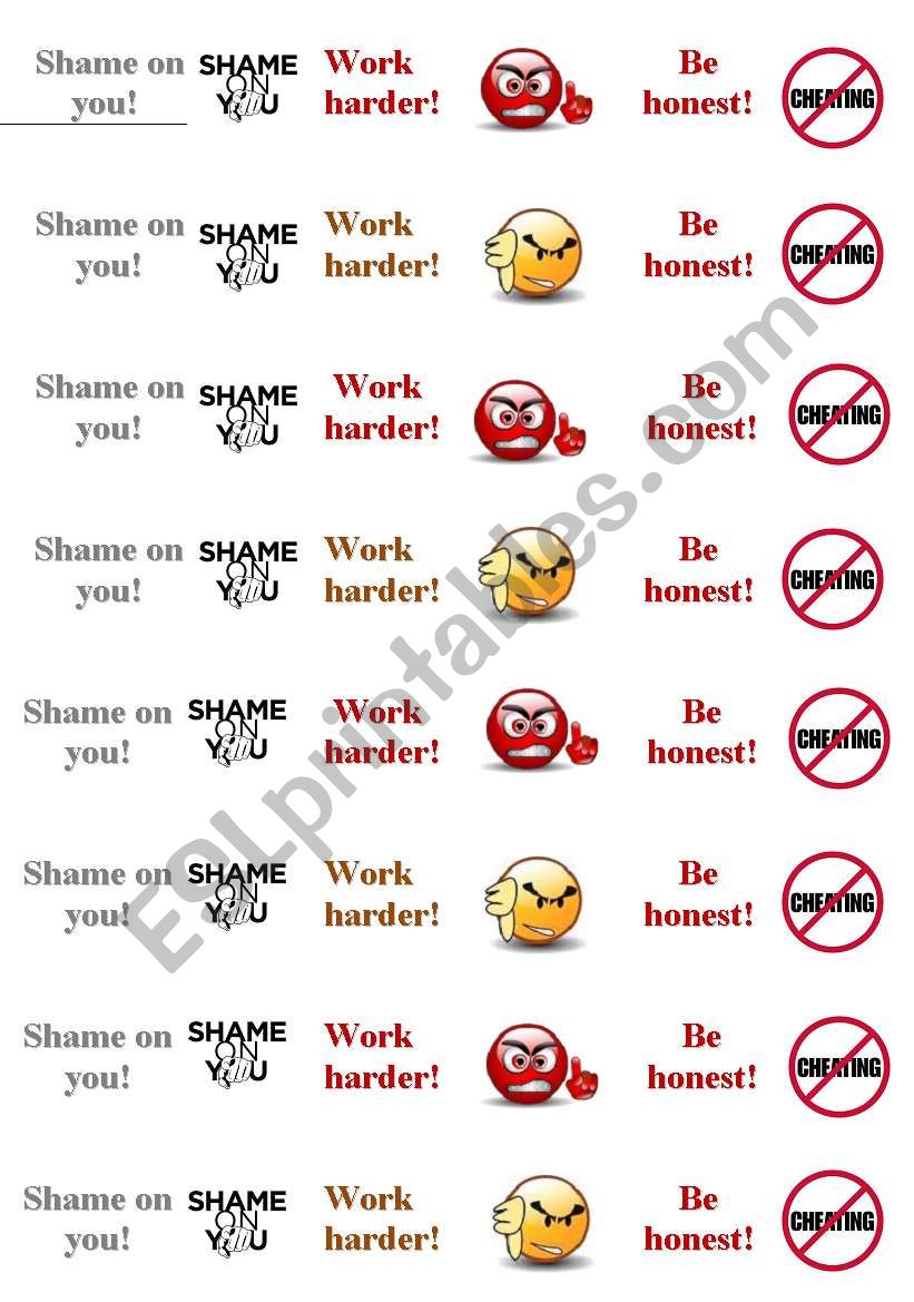Reward Stickers for adults worksheet