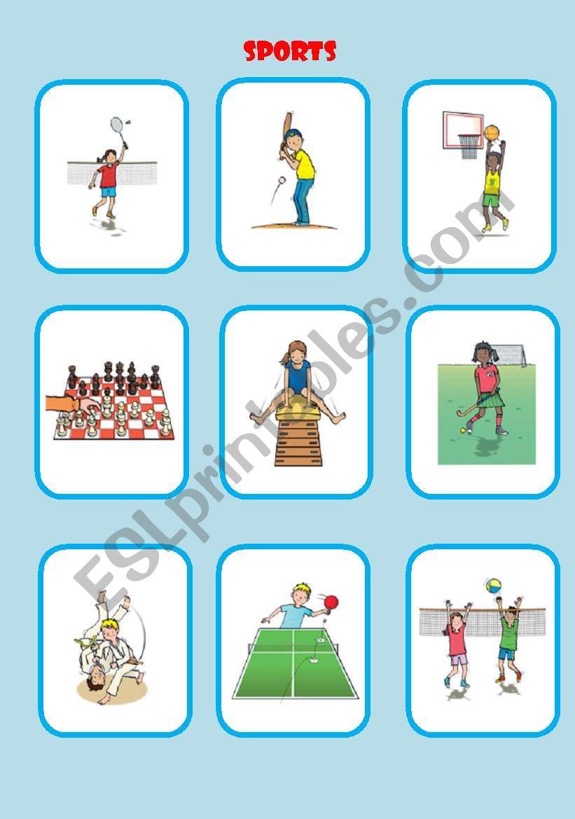 Sports flashcards worksheet
