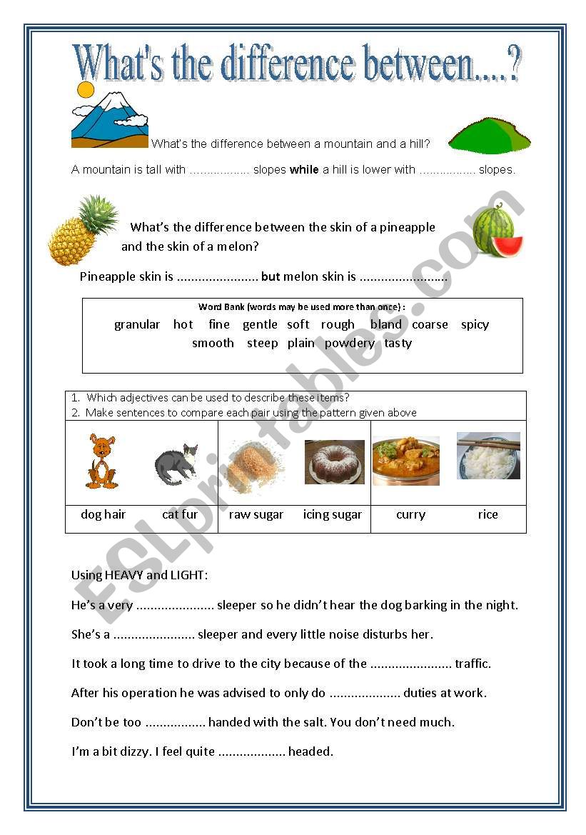 Adjectives worksheet