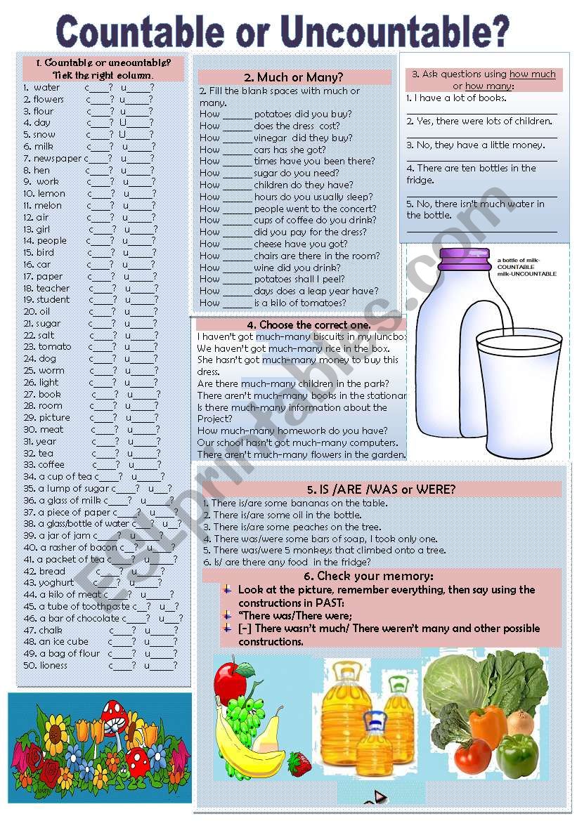 Countable OR uncountable? worksheet