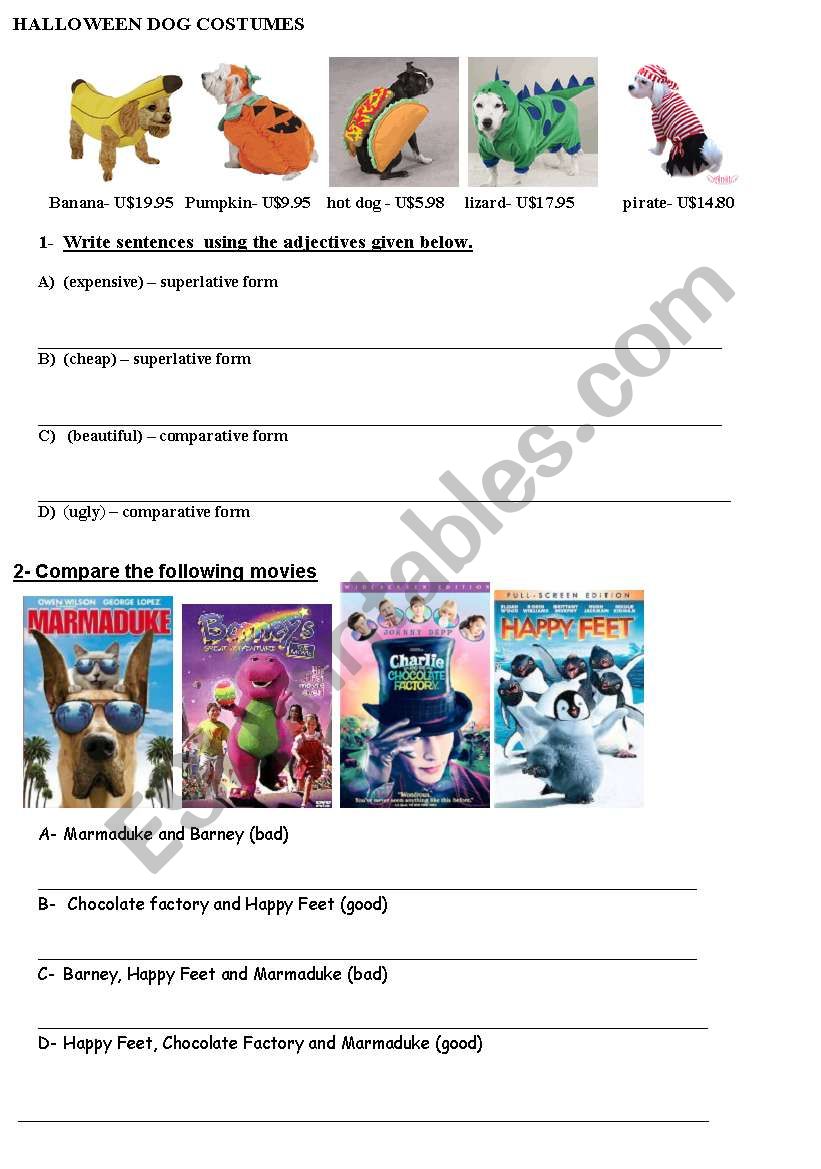 comparatives and superlatives worksheet