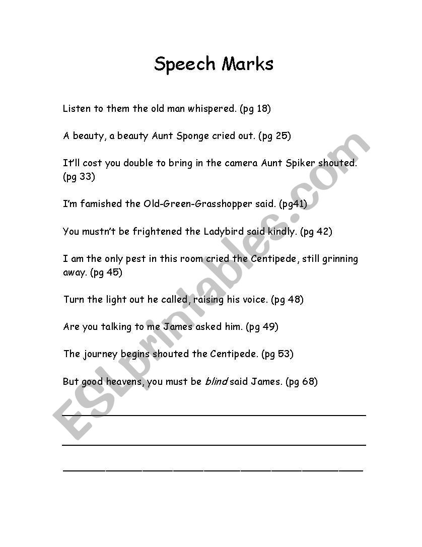Direct Speech worksheet