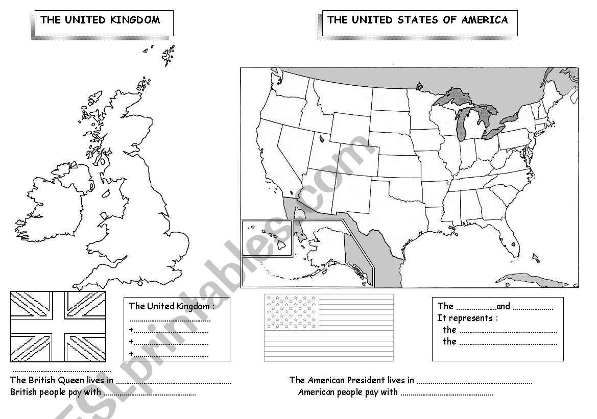 the UK and the USA worksheet