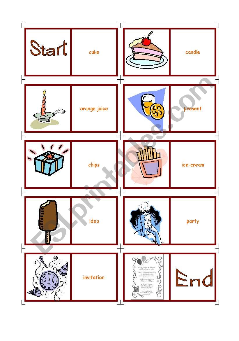 Party - Vocabulary: Dominoes worksheet