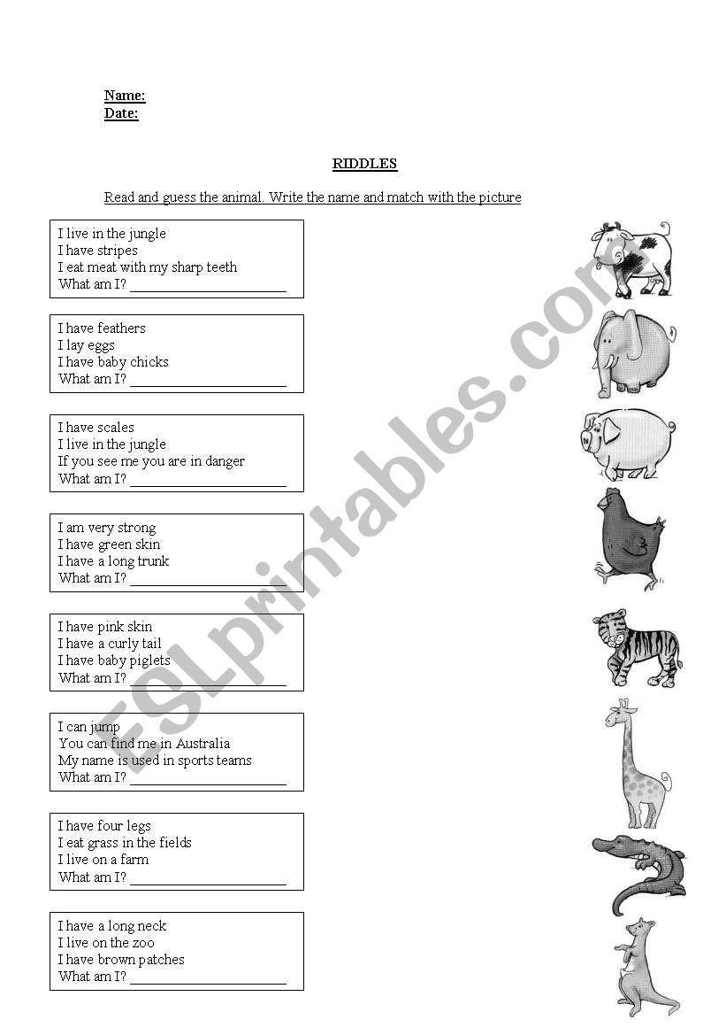 guess the animal worksheet