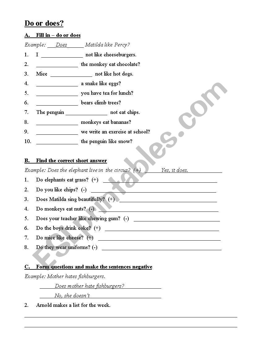 Do or Does? worksheet