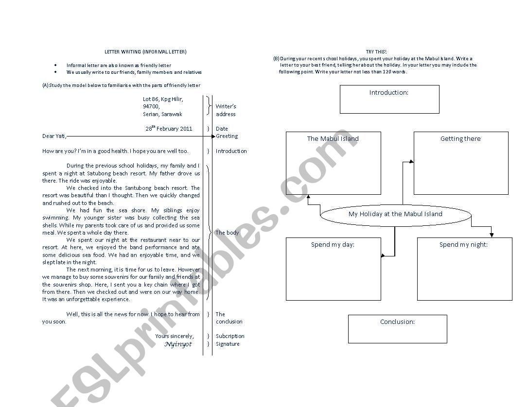 informal letter writing guideline