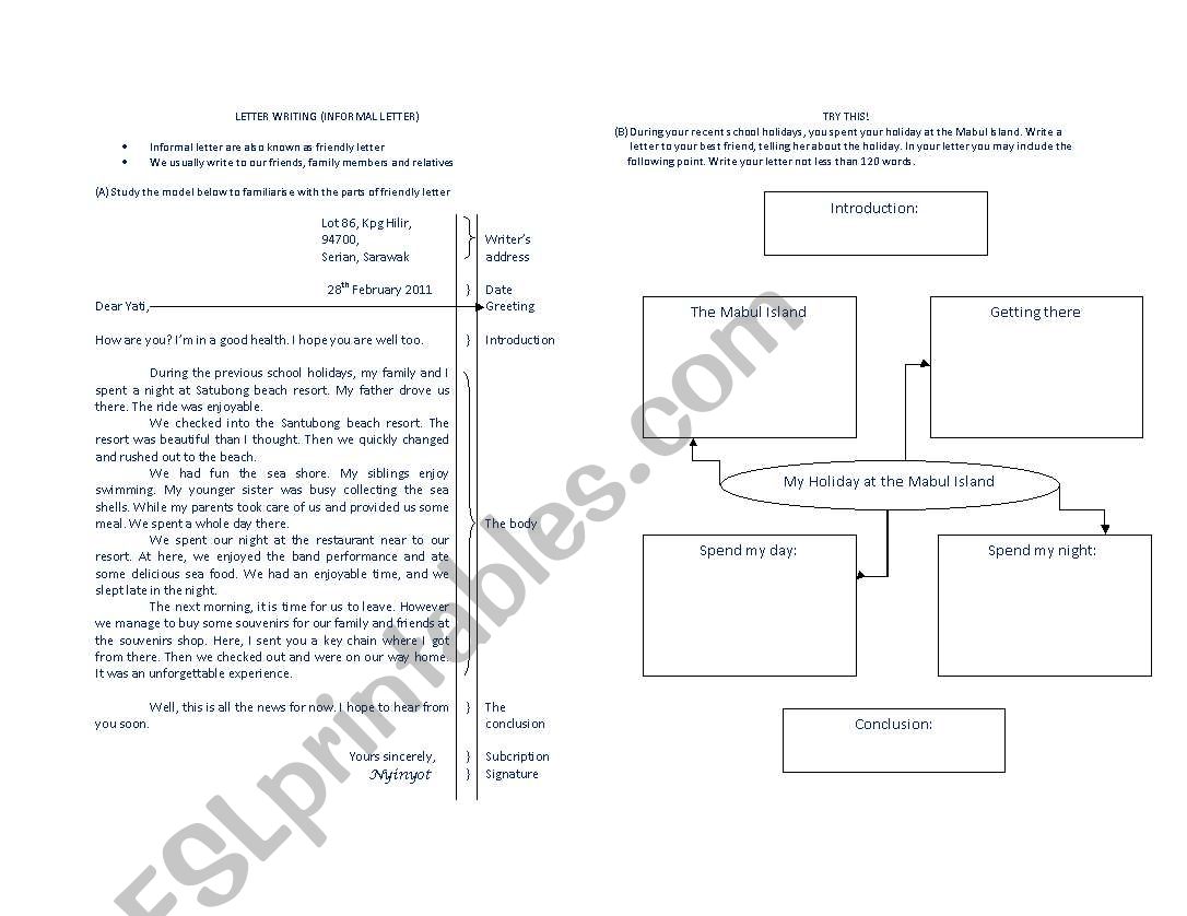 informal letter writing guideline