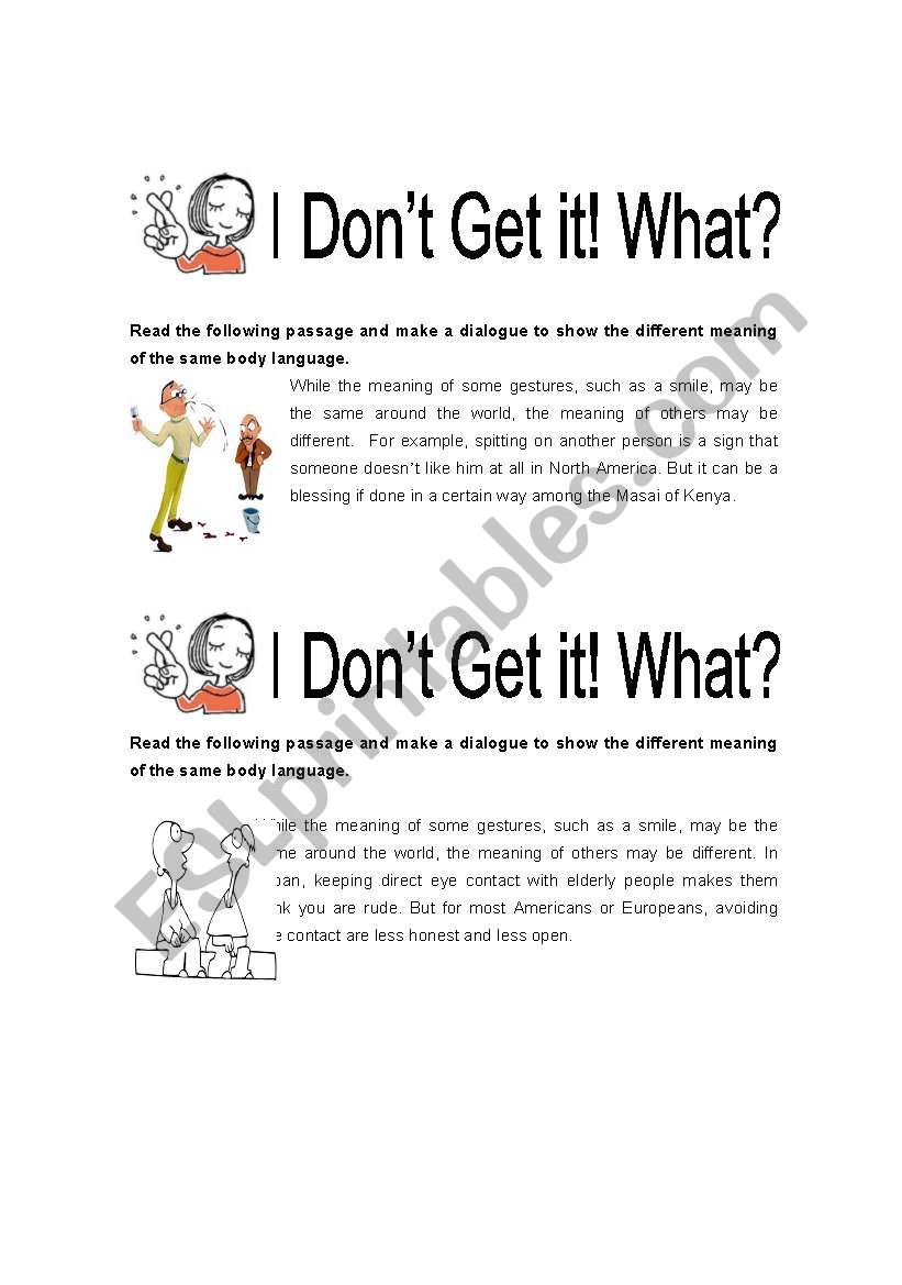 Body Language worksheet