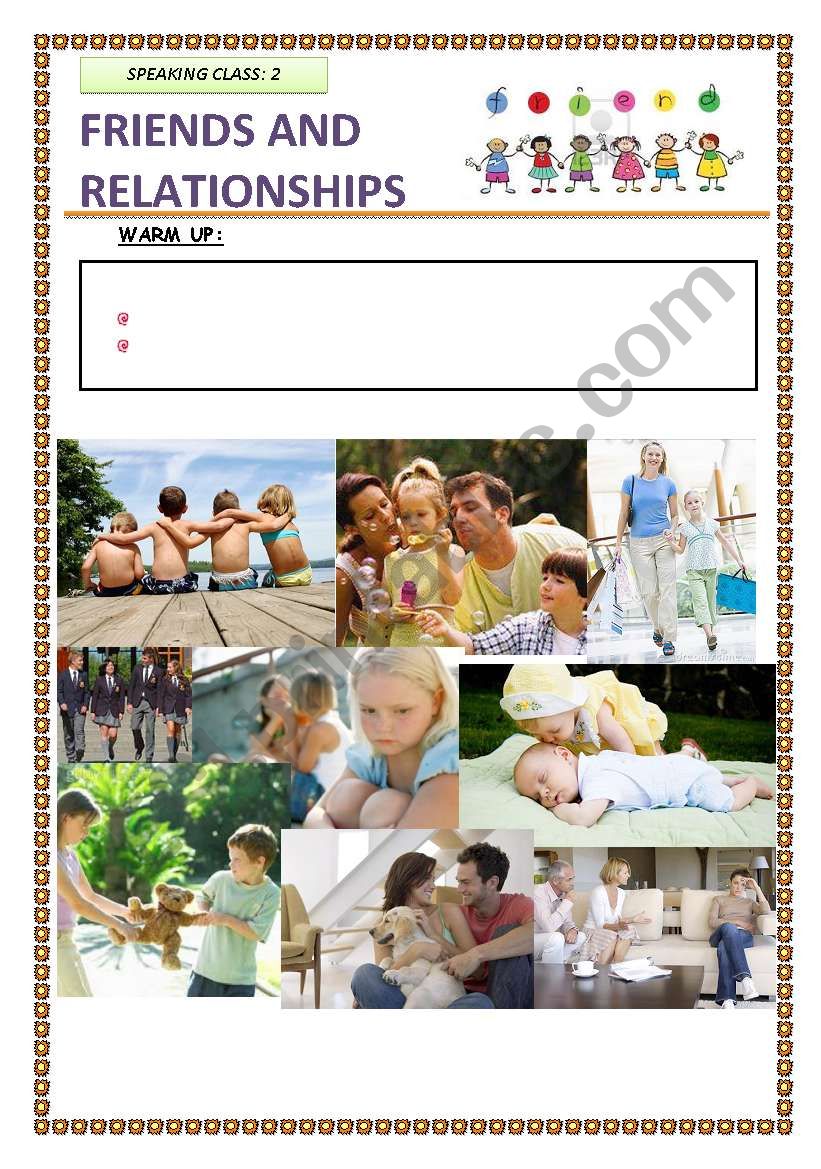 4 PAGES ACTIVITIES ABOUT FRIENDS AND RELATIONSHIPS