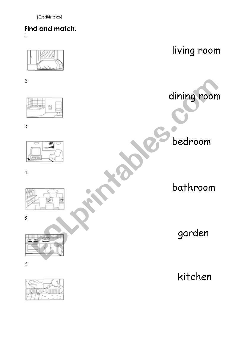 rooms of the house  worksheet