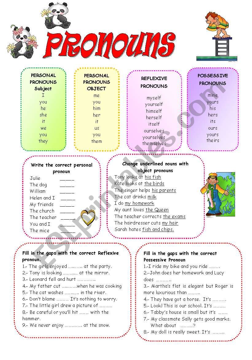 PRONOUNS ESL Worksheet By Mariaah