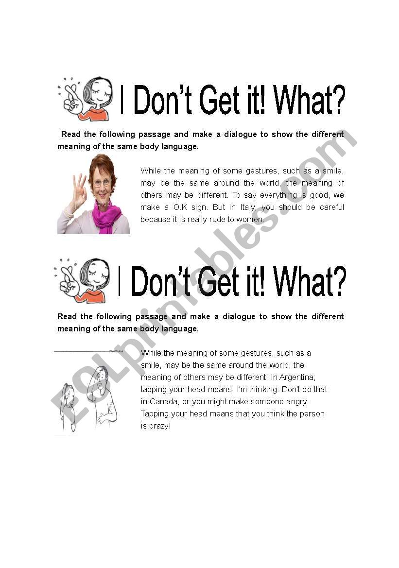 Body Language3 worksheet