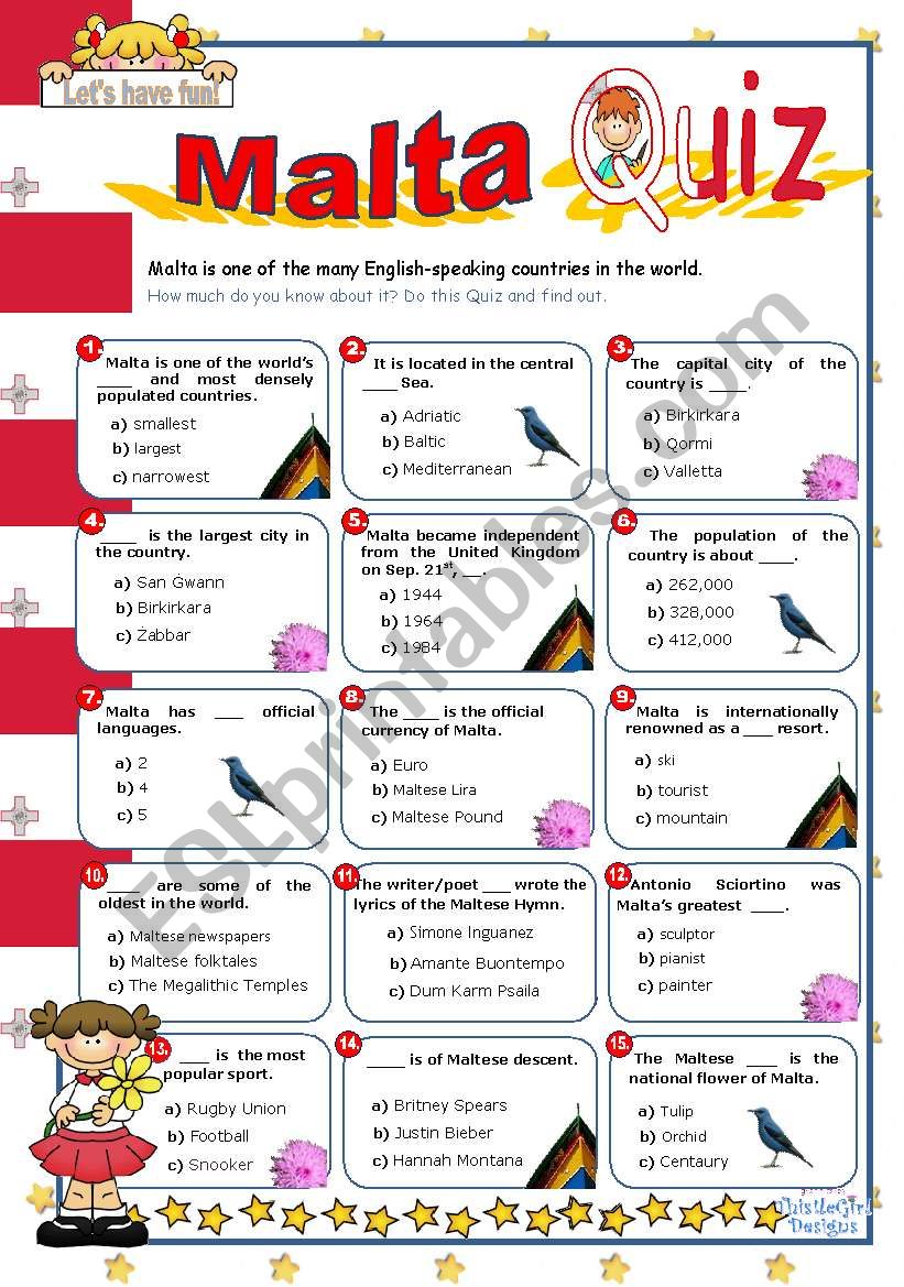 Malta Quiz worksheet