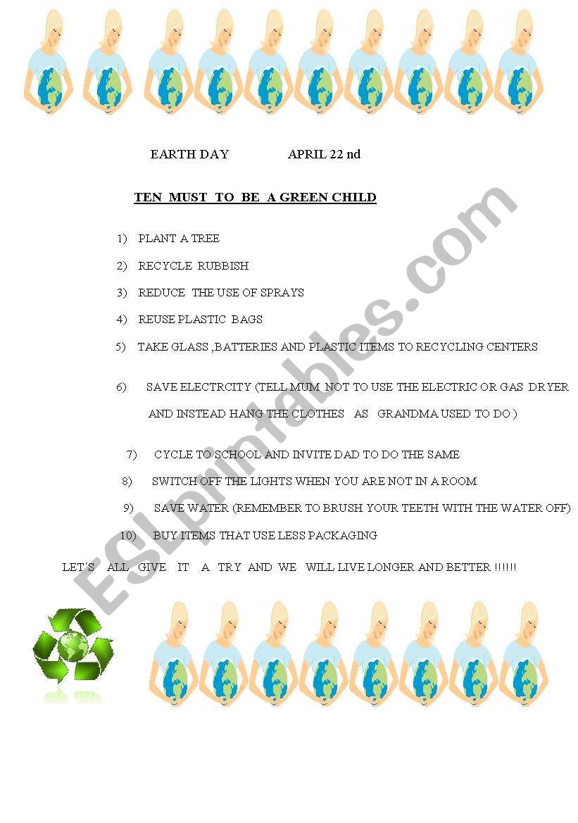 earth day  worksheet