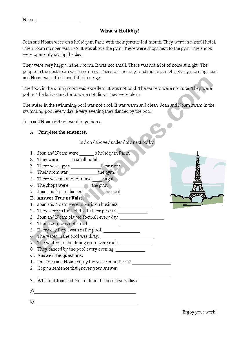 What a holiday! worksheet