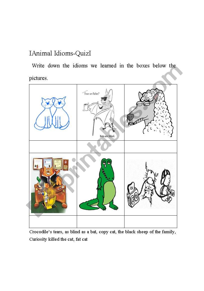Animal Idiom Quiz1 worksheet